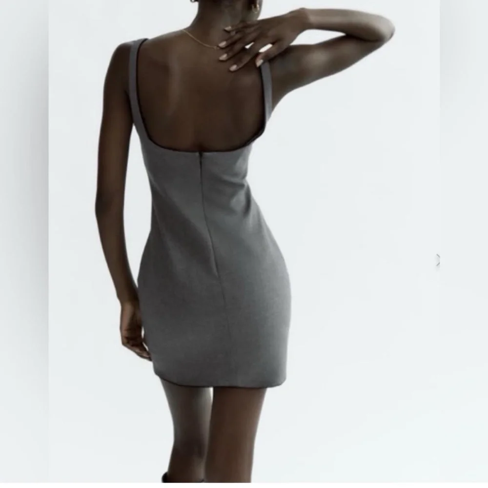 Zara Women's Grey Mini Dress with lace trim XL - Picture 3 of 5